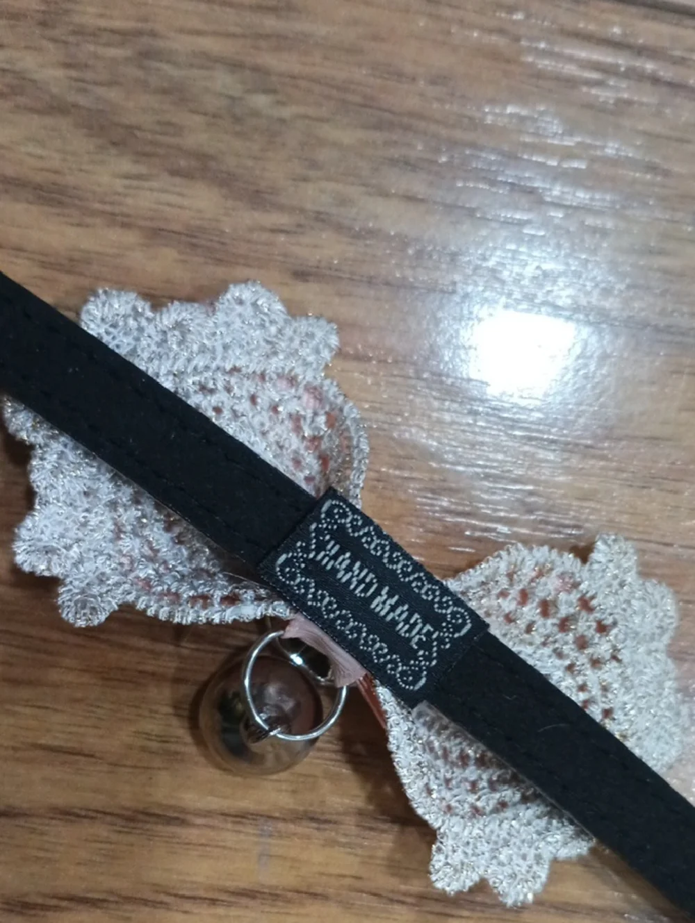 Source Unknown Black Cat Collar with Pink Bow & Bell